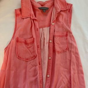 Coral Button Down Tank Top Size Small